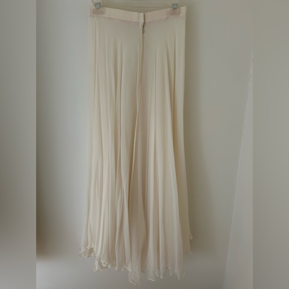 *SOLD* Vintage Cream Chiffon Maxi Skirt with Matching Faux Pearl Scarf - Picture 9 of 14
